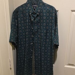 Honors  Men's Teal Patterned Button Down Shirt
